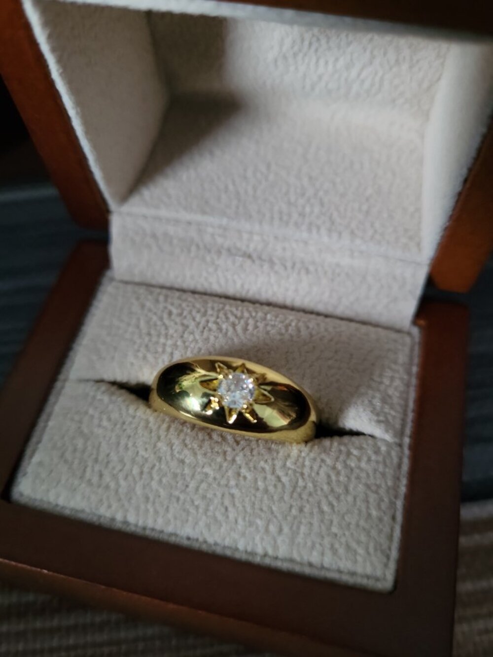 Gold Starburst Adjustable Ring PVD Gold Coated Statement Band - Picture 3 of 6